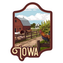 Die Cut Sticker Iowa, Barnyard Scene, Contour (lp_Archive) Vinyl Sticker 3 to 6 inches, (Waterproof Decal for Cars, Water Bottles, Laptops, Coolers), Large