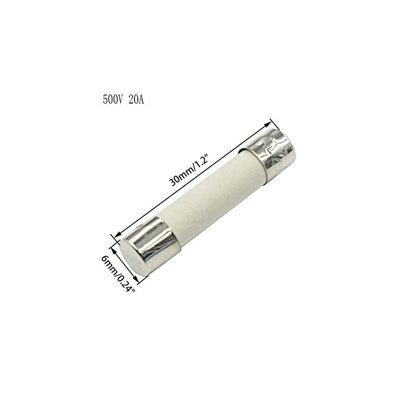 500V 20A Fast Acting Low Breaking Capacity 6x30mm Cartridge Ceramic