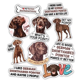 (10pcs) German Shorthaired Pointer Stickers Liver GSP Lover Decals Cute Dog Lover Funny Gifts Multiple Different Design Waterproof UV- Resistant Suitable for Window Wall Tumbler Laptop Car