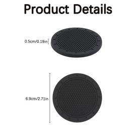 2 PCS Car Cup Coaster, Universal Car Cup Holder Coaster Black Car Cup Holder Insert, Non-slip Car Cup Holders for Hot Drinks Car Coasters for Cup Holders Car Accessories for Women Men