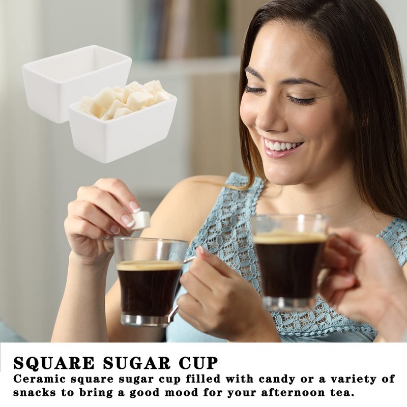 DOERDO 2Pcs Ceramic Sugar Packet Holder Tea Bag Bowl Storage