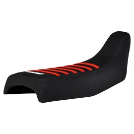 Enjoy MFG 1984-2002 HONDA XR 200 R SEAT COVER   all BLACK/BRIGHT RED rib #340 LOGO