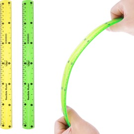 2 Pcs Flexible Ruler, 30cm/12inch Plastic Ruler Shatterproof Straight Ruler Soft Bendable Ruler Clear Ruler for Kids & Adults School Classroom Office(Green+Orange)
