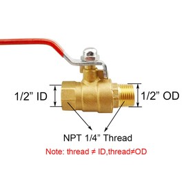 BesNPT 1/4" Air Compressor Brass Shut Off Ball Valve, MNPT To FNPT Fittings