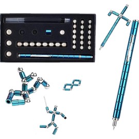 WEZCHUGHAOL Decompression Magnetic Metal Pen, Eliminate Fidget Gadgets, Multifunction Writing Magnetic Ballpoint Pen (blue)