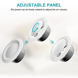 HG Power 5 Inch Soffit Vent, Adjustable Air Vent Cover, ABS Round Ceiling Vent Covers for Living Room, Attic, Bathroom, Kitchen, Ventilation Use, White - Opening Size 4.56"