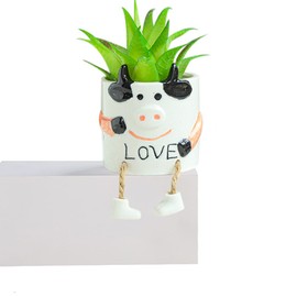 DIYOMR Smooth Glazed Ceramic Planter with Hanging Leg, Cute Cartoon Flower Plant Pots Drainage Hole Small Succulent Pots for Mini Flower Planters Cactus, Plants Not Include (Little Tiger)