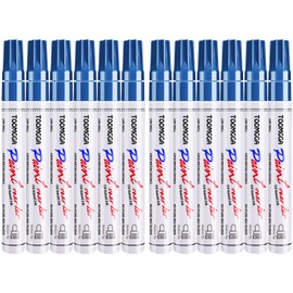 Permanent Paint Pens Blue Paint Markers 12 Pack Oil Based Markers, Quick Drying and Waterproof Marker Pen, Car Tire, Metal, Rock Painting, Wood, Plastic, Canvas, Craft Supplies for Adults