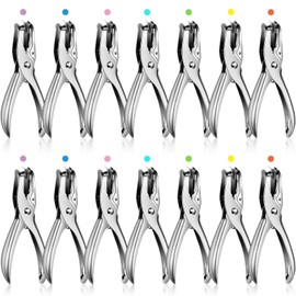 Lanties 24 Pack 1 Hole Punch 1/4 Inch Single Hole Puncher Metal 5 Sheet Capacity Single Punch Set Back to School Silver Paper Punches for Greeting Cards Scrapbook Notebook Puncher Paper Hand Tool