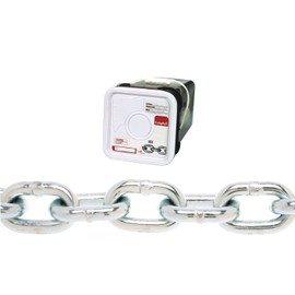 Campbell 0143626 System 3 Grade 30 Low Carbon Steel Proof Coil Chain in Square Pail, Zinc Plated, 3/8" Trade, 0.37" Diameter, 45' Length, 2650 lbs Load Capacity