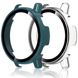 Hianjoo 2 Pack Garmin Vivoactive 5 Case Protective Cover + Film Integrated Cover for Garmin Vivoactive 5 Cover Protective Film PC Material Frame Full Protection Shock Absorption High Sensitivity Touch