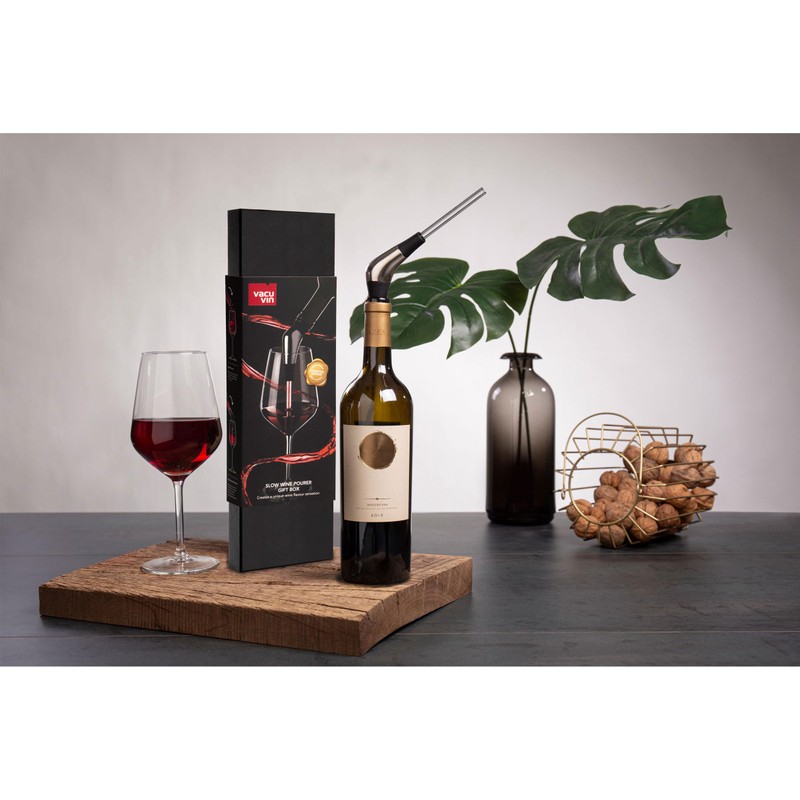 Vacu Vin Slow Pourer Wine Pourer, Plastic, Stainless Steel, Silver,