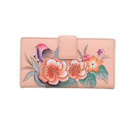 Anna by Anuschka Women’s Hand-Painted Genuine Leather Two Fold Wallet - Vintage Garden