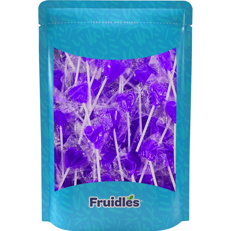 Fruidles Lollipops Mini Heart Shaped Flavored Delicious Lollipop, Individually Wrapped,