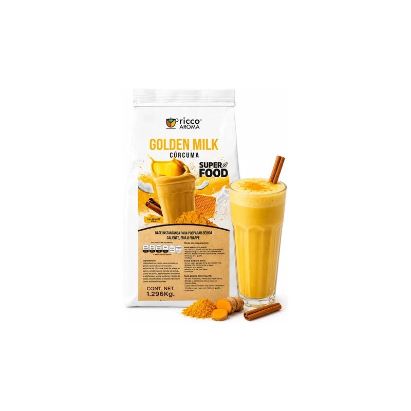 Golden Milk Cúrcuma Frappé, Malteadas-1.2 Kg- Ricco Aroma
