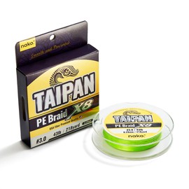 Nako TAIPAN 56lb Braided Fishing Line X8#4 218 yds | Super Long Cast, Ultra Thin, Smooth Surface Braided Line for Saltwater or Freshwater | High Visibility Flash Green Coloring