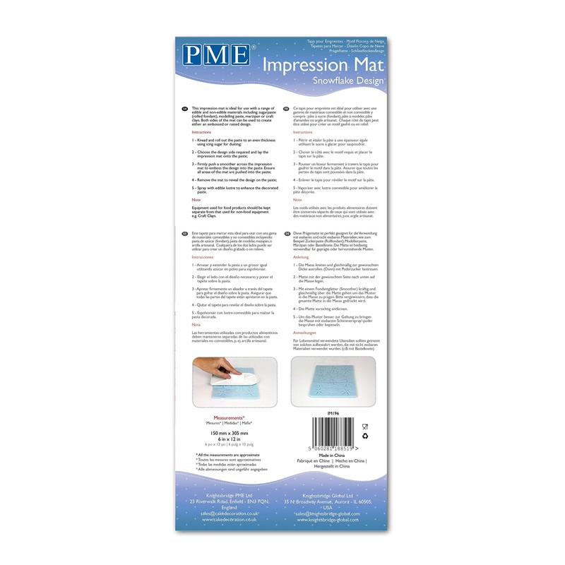 PME IM196 Snowflake Design Impression Mat, 15x0.1x30.5 cm