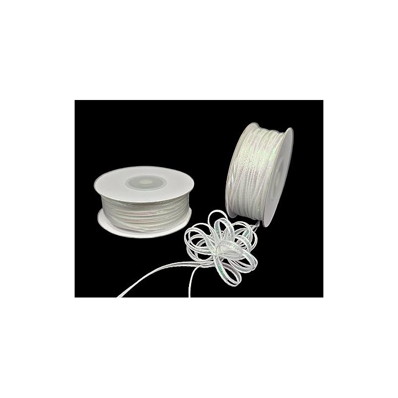 Iridescent White 4mm-wide thin Pull Bow String Ribbon 100 Yard