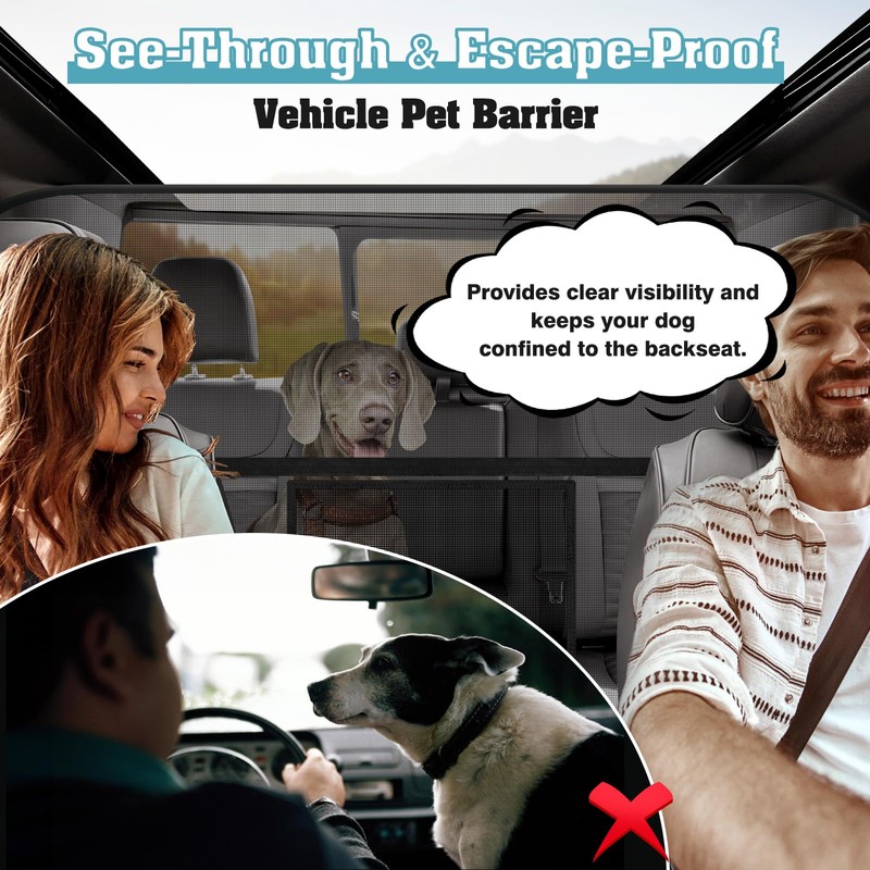 Mixsuper Dog Car Barrier, 61.4" Wide, Car Divider for Trucks,
