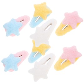 SHOWERORO 8pcs Cute Plush Star Hair Clips for Girls of Decorative Barrettes Lightweight Hair Accessories for Teens for Special Occasions and Everyday Wear