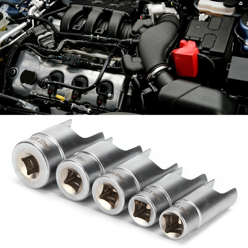 3/8inD Elbow Connector Socket Set Fitting Kit Chrome Alum Car