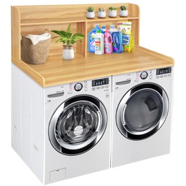 Royxen Laundry Countertop with 20“ Shelf Universal Fit, Washer and Dryer Countertop with Storage Space, Oak