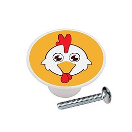 Chicken Face - Chickens Roosters Chicks Farm Coop Round Designs - DECORATIVE Glossy CERAMIC Cupboard Cabinet PULLS Dresser Drawer KNOBS