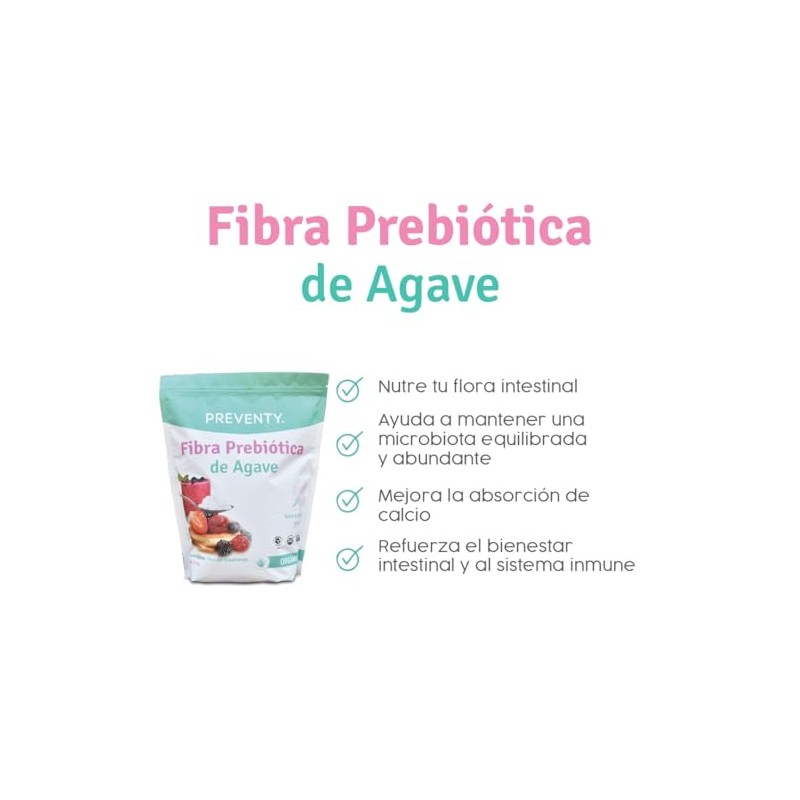 Inulina Agave Fibra Prebiótica Orgánica 1kg 100 Azul Vegano Suplemento