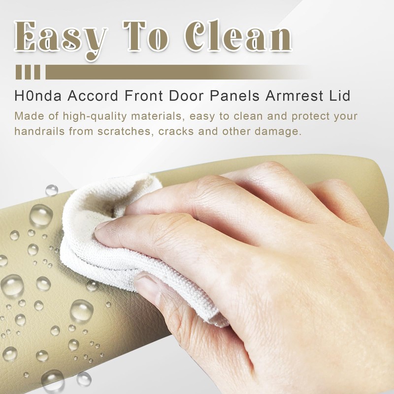 1 Pair Beige PU Leather Door Panel Armrest Cover for