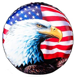 Spare Tire Cover, Wheel Cover with American Flag Eagle Waterproof Dust-Proof for Jeep, Trailer, RV, SUV and Camper Van (17 Inch)
