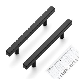 Ravinte 30 Pack Matte Black Cabinet Pulls 4 inch Black Cabinet Handles Kitchen Pulls for Cabinets with Mounting Template 6-2/5 inch Overall Length