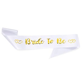 Yueshop 1 PCS White Sash of Bride to be/Bridesmaid/Maid of Honour Sash for Hen Party Wedding (Bride To Be(White Color))