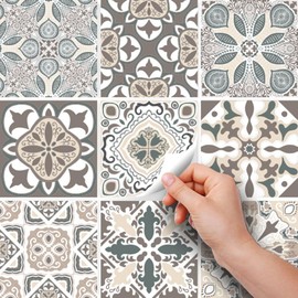 RE-COVERTILES - Tile Stickers Bathroom and Kitchen 12 Pieces 15 x 15 cm - PS00025 PVC Wall Decoration Waterproof Tiles Mosaic Style Azulejos Cement Tiles