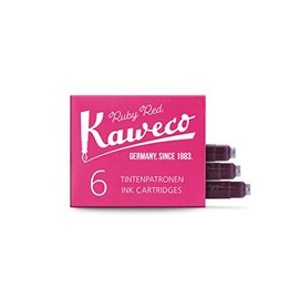 Kaweco Fountain Pen Ink Cartridges Ruby Red Pack of 6 | Premium Ink with Short Standard Cartridges in Red | Vegan Cruelty Free Water Soluble Calligraphy Lettering Writing