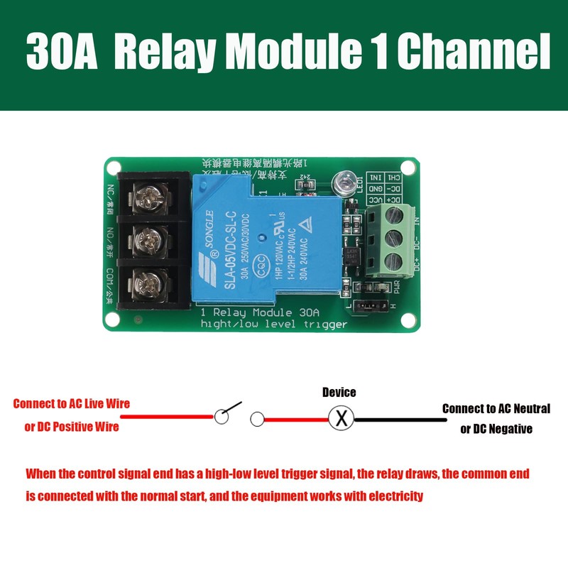 DIANN 4pcs 5V 30A 1-Channel Relay Module High Low Level