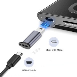 Seminer USB C to Mini USB Adapter (4 Pack), Type C Female to Mini USB Male Convert Connector, USB Mini to USB C Adapter Compatible with Digital Cameras, Computer, GPS
