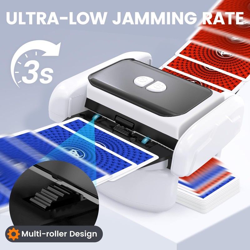 PRENOXA Rechargeable Automatic Card Shuffler Machine for 1-2 Decks, with
