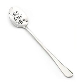 Funny Engraved Stainless Steel Spoon with “But First, Coffee” Quote - Great gift for Coffee Lovers