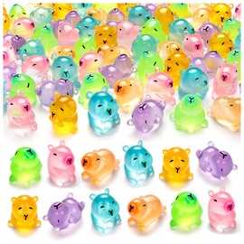 36PCS Luminous Mini Resin Capybara Miniature Capybara Figurines Glow in The Dark, Cute Tiny Capybara Toys for Crafts Fairy Garden Landscape Capybara Birthday Decorations (6 Style)