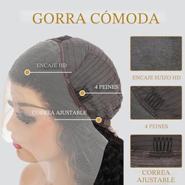 PYY Pelucas de encaje frontal de onda profunda de cabello humano 200 de densidad, sin pegamento, para mujeres afroamericanas, de 13x4, encaje frontal 