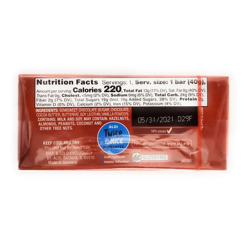 Choceur Rich Dark Chocolate Bars 1.4oz/40g Multi-pack (20 Bars)