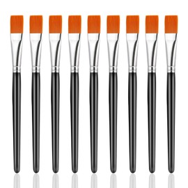 Molain 10 Pcs Flat Paint Brushes for Acrylic Painting, 3/4 Inch Large Synthetic Paint Brushes Bulk with Wooden Handle Art Painters for Acrylic, Watercolor, Oil, Crafts, Face Body Art(Black)