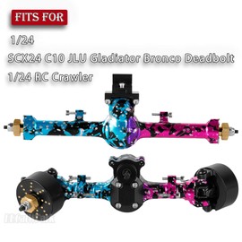 Front Rear Portal Axles (+5mm Wider on Each Side) Upgrades Part for 1/24 SCX24 C10 JLU Gladiator Bronco Deadbolt 1/24 RC Crawler,BRCatWPark Aluminum +5mm Widened Portal Axles,Colorful(Pink Blue Tone)