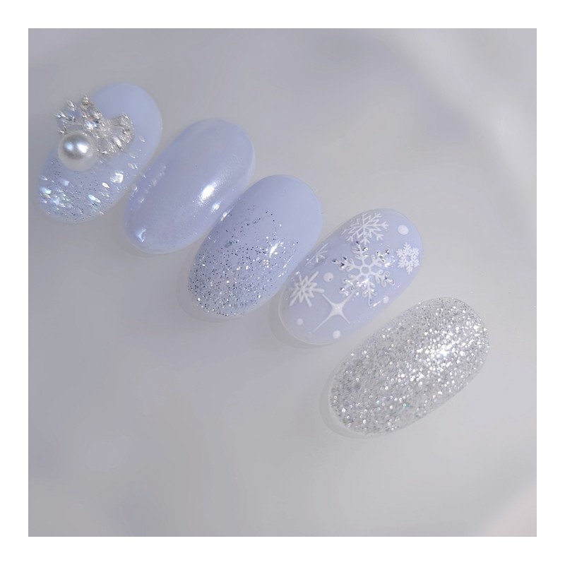 Winter Blue Handmade Nail Tips - Almond Short / 윈터블루