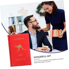 Operitacx Coin Album Household Book Collection Holder Case Coins Challenge Holder Currency Coin Storage Boxes for Coin Collectors Coin Wrappers Coin Holder Coin Collecting Storage Red Pu