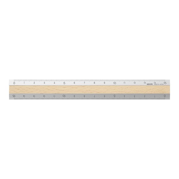 Midori Aluminium + Wood Ruler 15cm Light Brown (42257006)