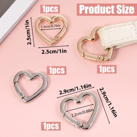 Styquenzer Heart Keychain Clip, 4 Pcs Zinc Alloy Heart Shaped Keychain Carabiner Mini Spring Snap Hook Key Ring Clip for Keys Backpack Bags Pendents Water Bottle Holder
