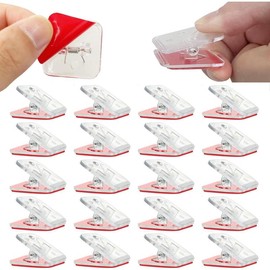 20 count Self Adhesive Clips, Wall Clips,Tapestry Hangers,Photo Clips for Paper Flag Hanger,Sticky Clips for Teachers,Double-Sided Adhesive Spring Clips for Poster Home Office Rope - Color: Black