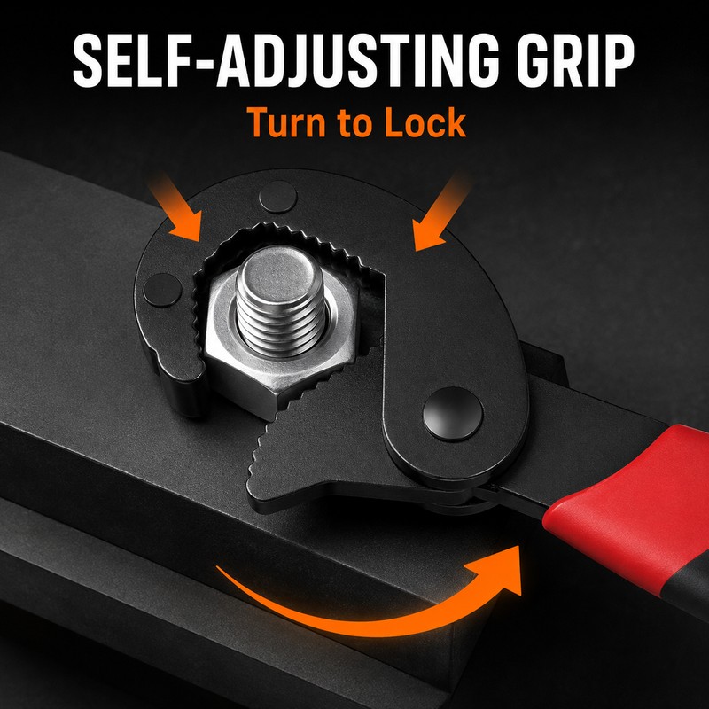Self-Adjusting Open-End Wrench Set with Double-End Grip for Nuts, Bolts
