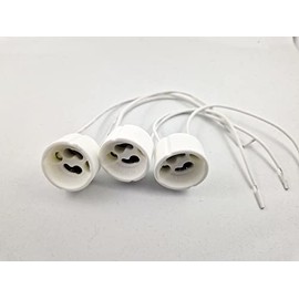 Set of 3 GU10 Ceramic Socket Connector with Extra Thick 30 cm Connection Cable for LED and Halogen Spot Socket with 18 AWG Cable 0.75 mm²